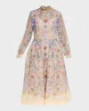 Zimmermann Womens Blue Floral Rebellion Beaded Linen And Silk Midi Dress Xs In Blue