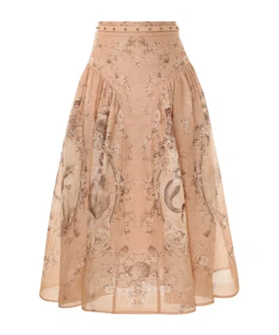 Zimmermann Rebellion Beaded Midi Skirt In Brown