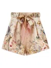 Zimmermann Rebellion Multicolor Shorts With Bow On The Front And All-over Floral Motif In Cotton And Silk Woman In Multi