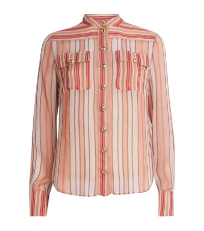 Zimmermann Rebellion Bohemian Stripe Shirt In Red
