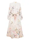 Zimmermann Rebellion Button Floral-print Midi Dress In Neutral