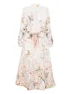 Zimmermann Rebellion Multicolor Midi Dress With Bow Detail On The Front And All-over Floral Print In Linen Woma In White