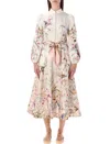 Zimmermann Womens Cream Aviary Rebellion Floral Linen Midi Dress Xs In Neutral