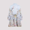 Zimmermann Rebellion Multicolor Midi Dress With Bow Detail On The Front And All-over Floral Print In Linen Woma In Multi