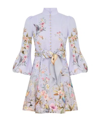 Zimmermann Rebellion Button Mini Dress In Blue