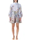 Zimmermann Rebellion Button Mini Dress Flower Print In Multi