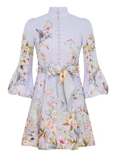 Zimmermann Rebellion Button Mini Dress In Purple