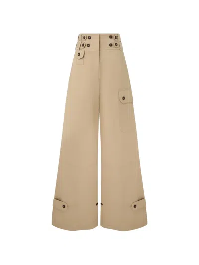 Zimmermann Rebellion Button-embellished Palazzo Pants In Brown