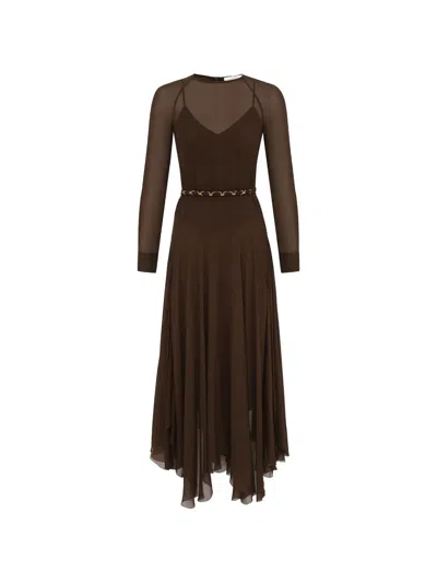 Zimmermann Rebellion Chain V-neck Maxi Dress In Brown