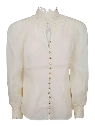 Zimmermann Rebellion Collared Blouse In Neutral