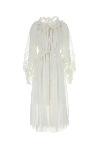 Zimmermann Rebellion Long Sleeve Corded Billow Ramie Maxi Dress In White