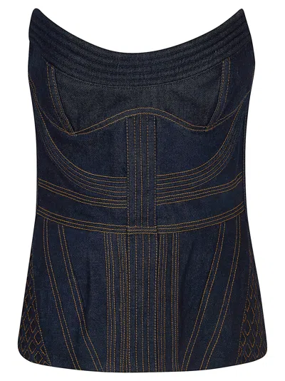 Zimmermann Rebellion Corded Denim Corset Mini In Blue
