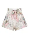 Zimmermann Rebellion Multicolor Shorts With Bow On The Front And All-over Floral Motif In Cotton And Silk Woman In Pink