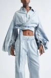 Zimmermann Rebellion Denim Wrap Crop Top In Blue
