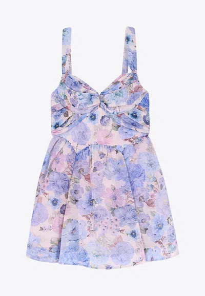 Zimmermann Rebellion Drape Linen And Silk Mini Dress In Multi