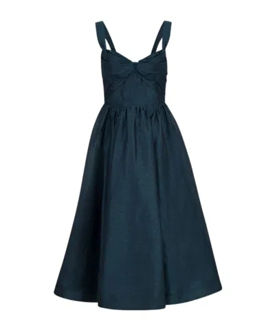 Zimmermann Rebellion Drape Midi Dress In Blue