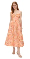 Zimmermann Womens Golden Bloom Rebellion Drape Linen And Silk Midi Dress In Orange