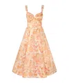 Zimmermann Womens Golden Bloom Rebellion Drape Linen And Silk Midi Dress In Multi