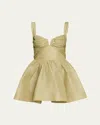 Zimmermann Rebellion Linen And Silk Organza Minidress In Green