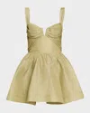 Zimmermann Rebellion Linen And Silk Organza Minidress In Green