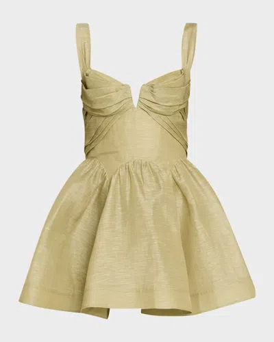 Zimmermann Rebellion Linen And Silk Organza Minidress In Animal Print