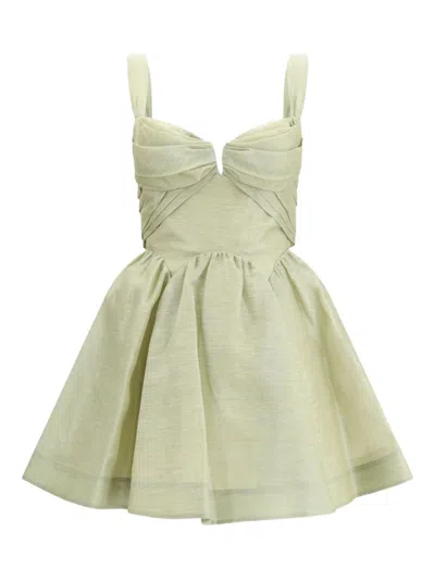 Zimmermann Rebellion Drape Mini Dress In Green