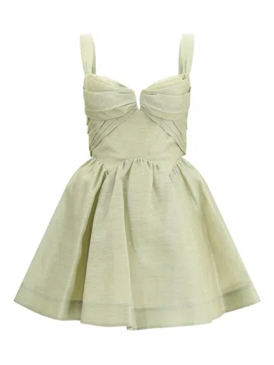 Zimmermann Rebellion Linen And Silk Organza Minidress In Animal Print