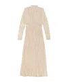 Zimmermann Ruched Stretch-jersey And Lace Maxi Dress In Brown