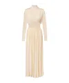 Zimmermann Ruched Stretch-jersey And Lace Maxi Dress In Neutral