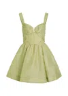 Zimmermann Rebellion Linen And Silk Organza Minidress In Green