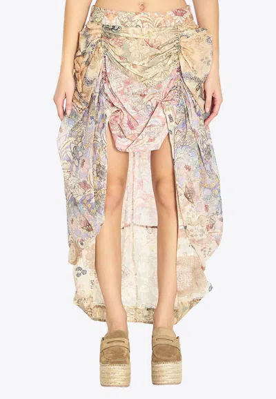 Zimmermann Rebellion Draped Midi Skirt In Multi