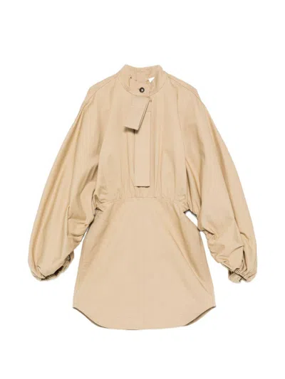 Zimmermann Rebellion Drawn Beige Short Dress  In Neutral