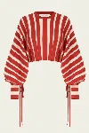 Zimmermann Rebellion Drawn Sweater In Red Cream Stripe In Red