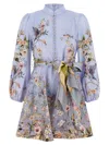 Zimmermann Rebellion Multicolor Midi Dress With Bow Detail On The Front And All-over Floral Print In Linen Woma