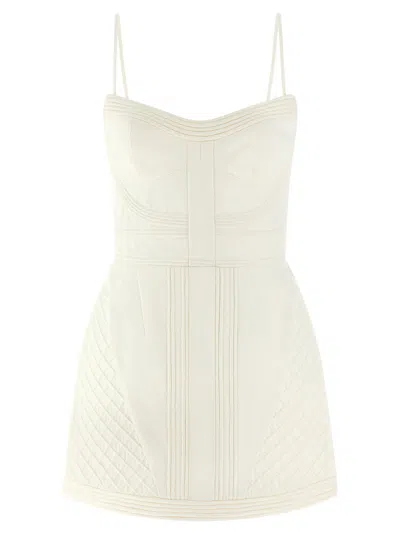 Zimmermann Rebellion Structured Bodice Quilted Panel Dress In White