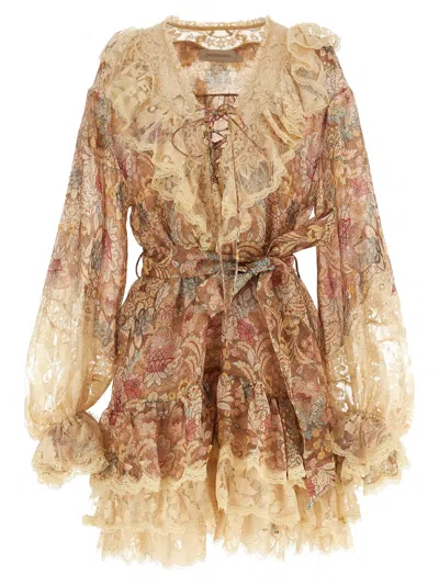 Zimmermann Rebellion Dresses Beige In Multi