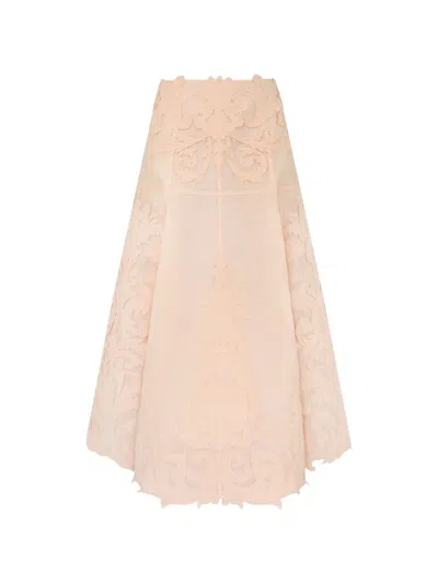 Zimmermann Rebellion Filigree Midi Skirt In Neutral