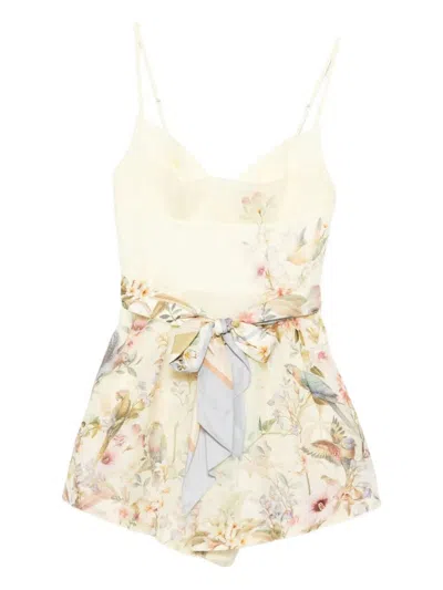 Zimmermann "rebellion" Fitted Playsuit Clothing In Yellow