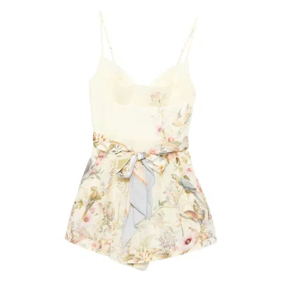 Zimmermann Rebellion Fitted Playsuit In Neutral