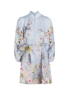 Zimmermann Rebellion Floral Linen Mini Dress In Blue