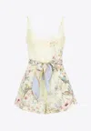 Zimmermann Rebellion Floral Print Fitted Playsuit In Multi