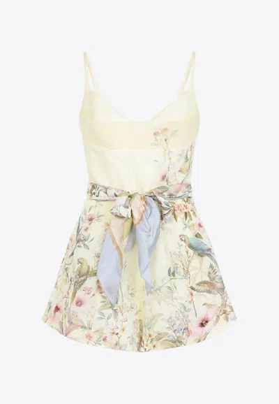 Zimmermann Rebellion Floral Print Fitted Playsuit In Multi