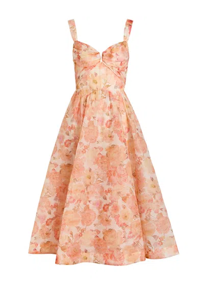 Zimmermann Rebellion Floral-print Linen And Silk-blend Midi Dress In Multi