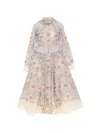 Zimmermann Womens Blue Floral Rebellion Beaded Linen And Silk Midi Dress Xs In Neutral