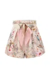 Zimmermann Rebellion Multicolor Shorts With Bow On The Front And All-over Floral Motif In Cotton And Silk Woman In Multi