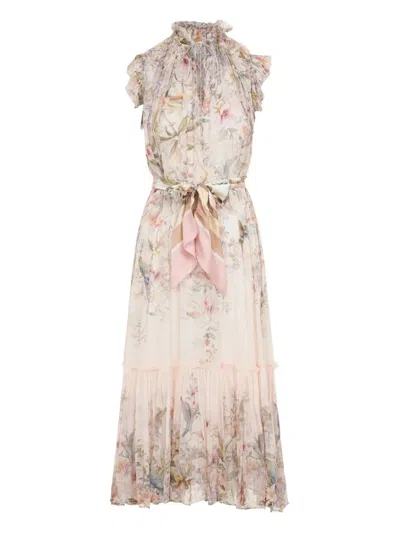Zimmermann `rebellion` Flutter Dress In Sand