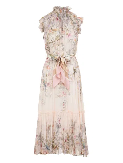Zimmermann Rebellion Flutter Midi Dress In Multi
