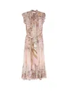 Zimmermann Rebellion Flutter Viscose Dress In Neutral