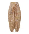 Zimmermann Beige Rebellion Animalier Silk Pants In Multi