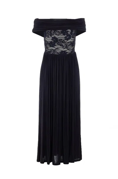 Zimmermann Off-the-shoulder Lace-trimmed Gathered Stretch-jersey Maxi Dress In Black